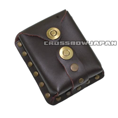 磁石付き　スリングショット玉用　合皮ケース　ワイルド ブラウン